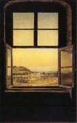 johann christian Claussen Dahl View through a Window to the Chateau of Pillnitz Norge oil painting reproduction
